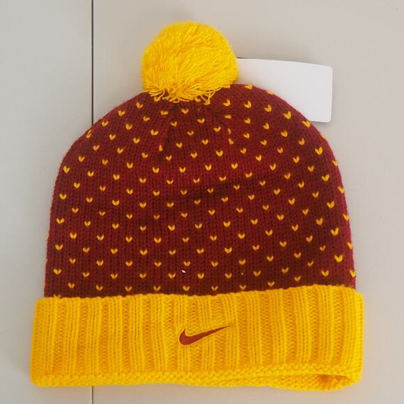 USC Trojans Nike Cardinal & Gold Knit Pom Winter Cap Beanie Hat OSFA NWT‎ - Picture 2 of 8